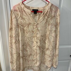 Cynthia Rowley Beige Floral Blouse